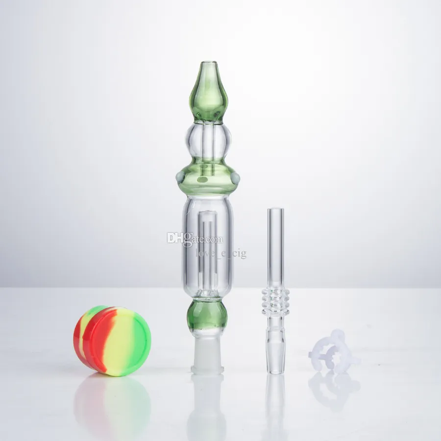 CSYC NC011 Dab Rig Pipes à fumer Environ 5,79 pouces Style calebasse Bubbler Bong à eau en verre 10 mm Titane Quartz Céramique Clip à ongles Pot en silicone