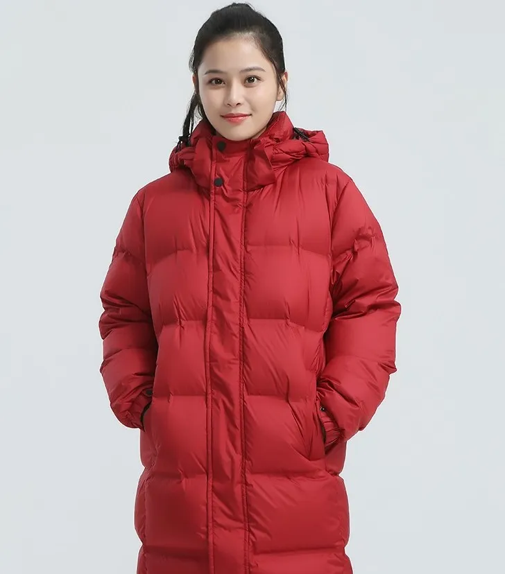 Down jacket, Chinese opera art exam, Hengdian long hooded, thickened white goose down professional team winter work uniform