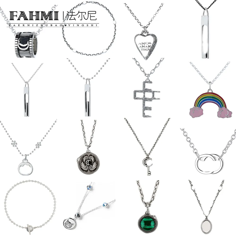 Fahmi Classic rainbow heart-shaped round swallow pearl rectangular tag necklace Special gifts for Mother Wife Kids Lover Friends