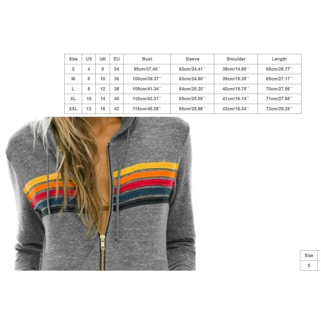 Women`S Two Piece Pants Womens Two Piece Pants Designer Hoodie Oversized Rainbow Stripe Long Sleeve Sweatshirt Zipper Pocket Coat Hood Dhxfp