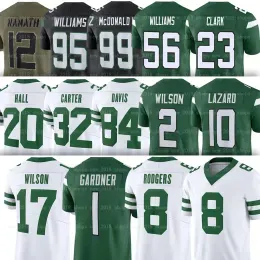 8 Aaron Rodgers Football Jerseys Jetes Sauce Gardner Garrett Wilson Zach Wilson Breece Hall Quincy Williams Allen Lazard Chuck Clark Wes Sch