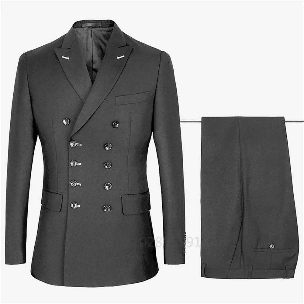 Ternos masculinos blazers terno masculino smoking lapela magro ajuste blazer calças 2 peças para casamento formal masculino duplo breasted moda negócios noivo 231205