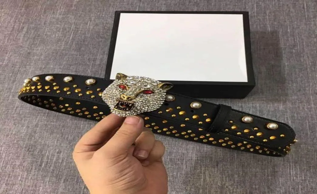 Ceinture de perles de qualité supérieure pour femmes hommes avec boîte d'origine Boucle de tigre en diamant Bracelet en cuir véritable Ceinture en peau de vache de qualité supérieure Be2275030