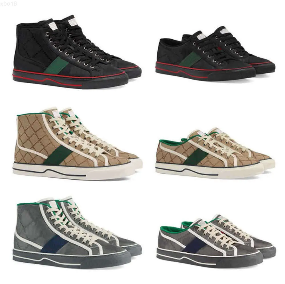 Top Designer Tennis Sneaker Hommes Off The Grid Sneaker Designer Chaussures Vert Rouge Web Stripe Toile Runner Baskets Baskets Femmes Semelle En Caoutchouc Chaussure Avec Boîte NO414