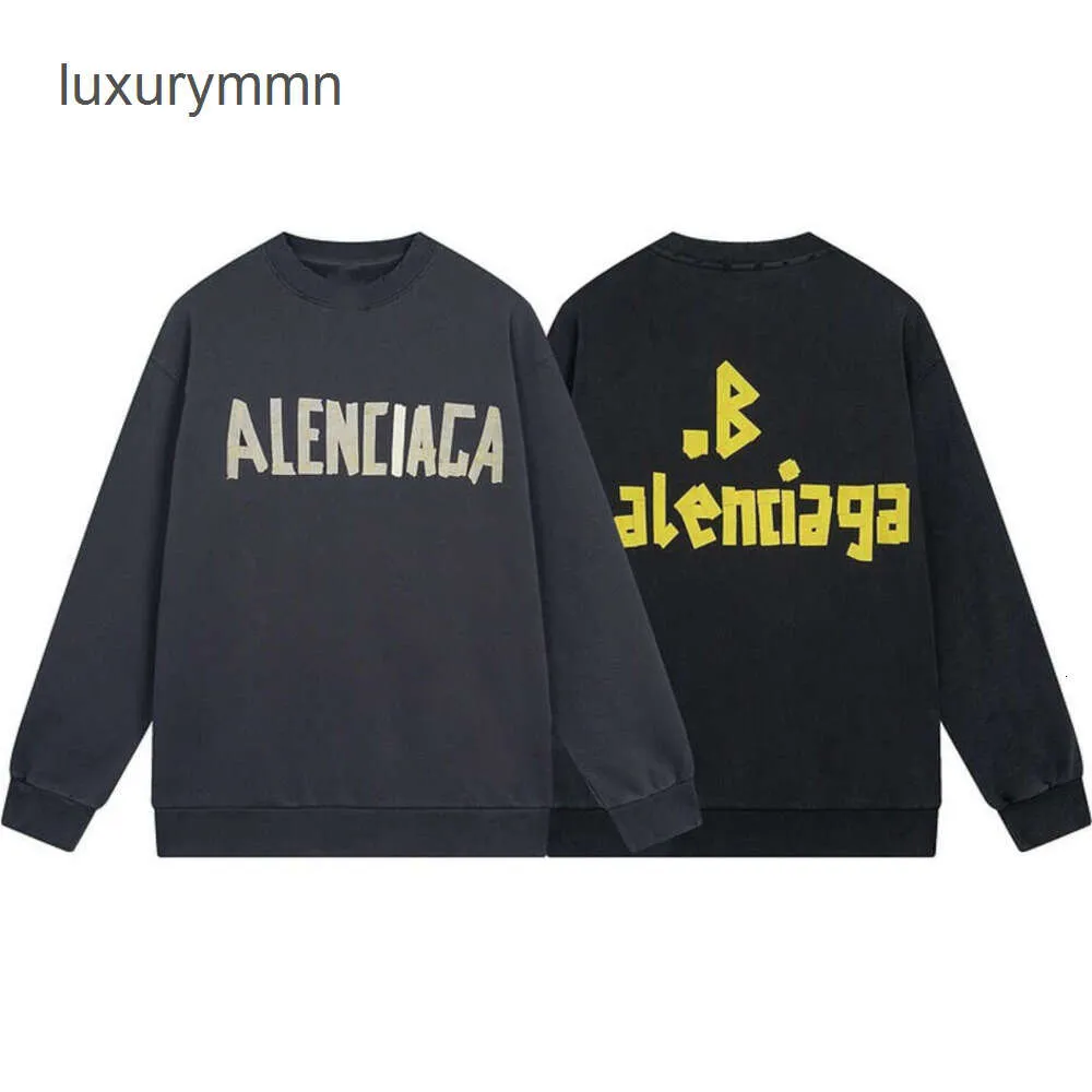 Brand Balenciiagas Hoodies Hoodie Sweater Version Paris Fashion Men High Quality Sweaters b Home Adhesive Tape Direct Spray Printing Wash Worn Out Men's Women's