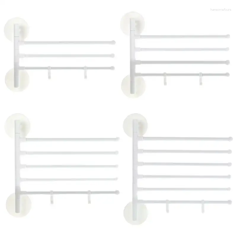 Bath Accessory Set Towel Bar Clothe Wardrobe Organizer Rack Space Saver Punch-Free Rotating Wall Mounted Swing Hanger