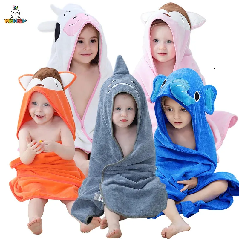 Towels Robes MICHLEY Soft Cotton Animal Face Hooded Baby Bath Towel born Bathrobe Shower For Kids Boy Girls Unisex Infant Blanket 0-6T 231204