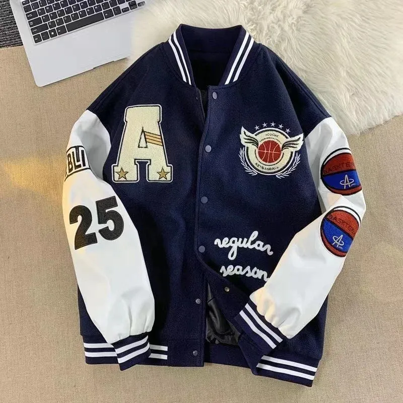 Kurtki damskie American Street Retro Haftowane litery Flocking Men and Women Baseball Mundurs Y2K Trend w stylu college'u Joker Loose Jacket 231205