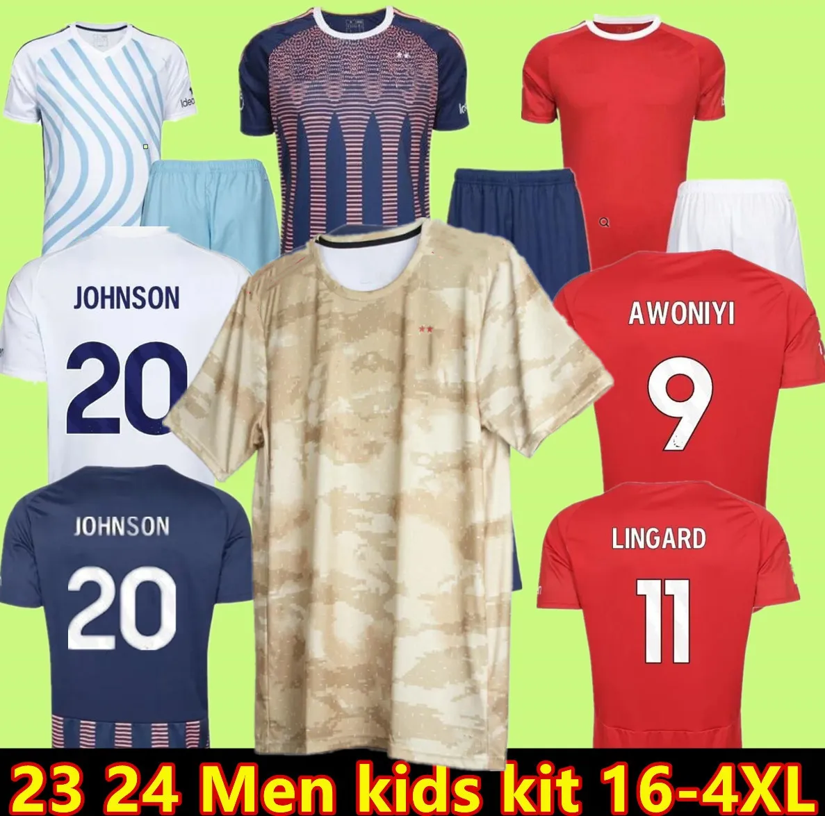 Nottingham 23 24 Lingard Soccer Jerseys Grabban Johnson Surridge 2023 2024 Men Kids Forest Awoniyi Ameobi Krovinovic Zinckernagel Football Shirts
