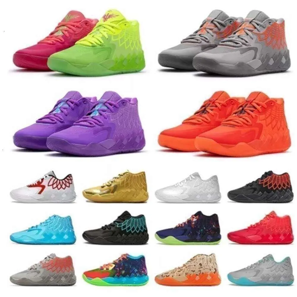 Ayakkabı kutusu Lamelo 2023 Ball MB 01 Basketbol Ayakkabıları Kırmızı Yeşil ve Galaxy Mor Mavi Gri Siyah Kraliçe Melo Spor Trailner Sneakers