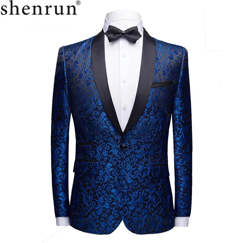 Men's Suits Blazers Men Fashion Slim Fit Suit Jacket Skinny Tuxedo Casual Blazer Floral Jacquard Shawl Lapel Costume Wedding Party Prom mens blazers 231206