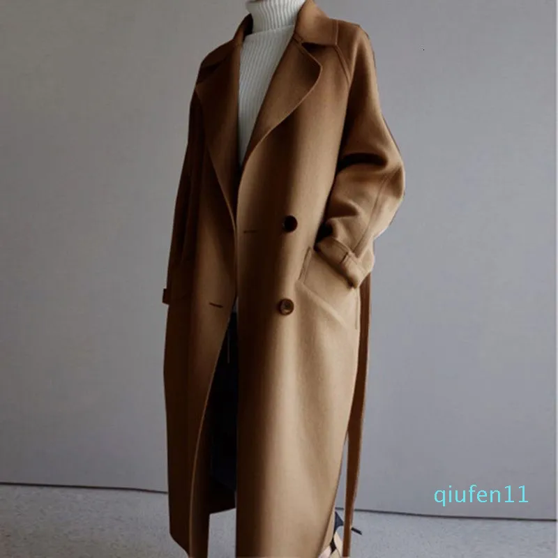 Elegant Wool Trench Coat For Women Korean Fashion Winter Style Beige Black From Qiufen11 52.77 DHgate.Com