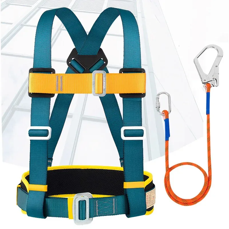 Climbing Harnesses Aerial Work Safety Harness with Lanyard on Back Construction Protection High-altitude Rock Climbing Outdoor Harness Safe Rope 231205