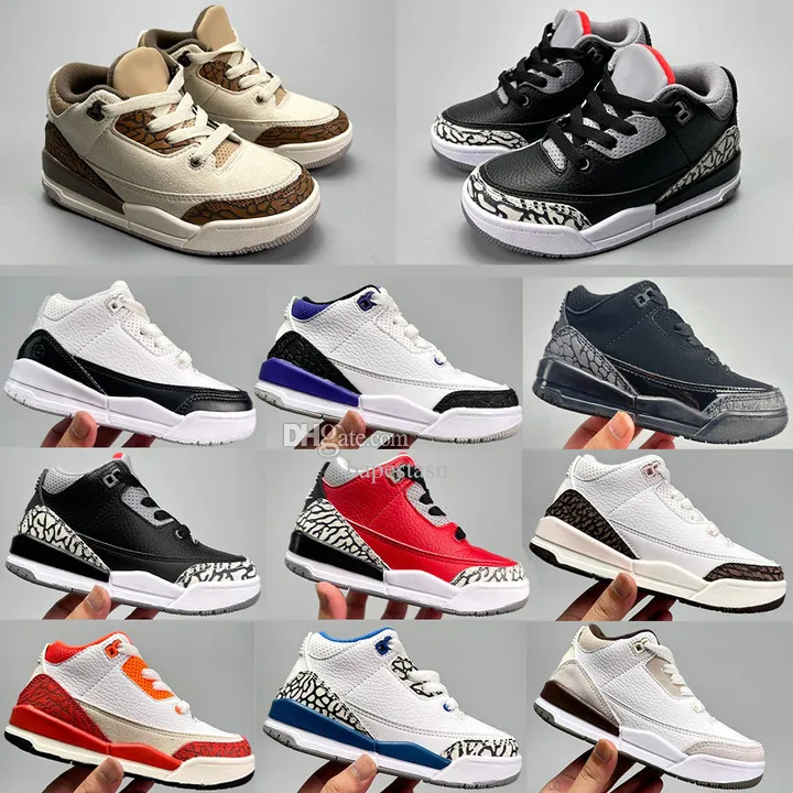 3s jumpman 3 Scarpe da pallacanestro per bambini Scarpe da ginnastica per bambini Scarpe da ginnastica per ragazzi per ragazze Palomino Black Cat Cement Sunset Fire Red Wizards Scarpe firmate per bambini per bambini