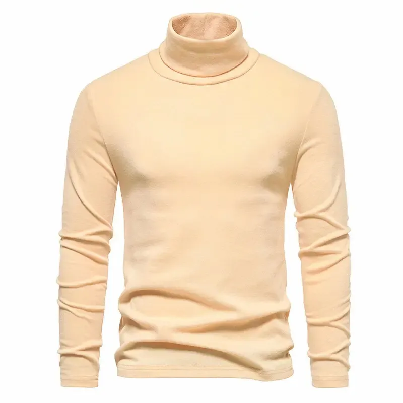 Men's Sweaters Pull a col roule pour hommes pulls a fond tricots decontractes coupe couvertes pull solide commande par document mode masculine 231205