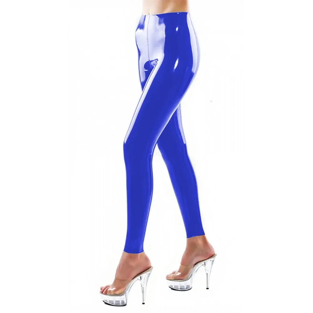 Kvinnors byxor capris leggings taille haute en pvc häll femmes pantalons mager elastiques en cuir pu aspect de support brillant latex metallique 231206