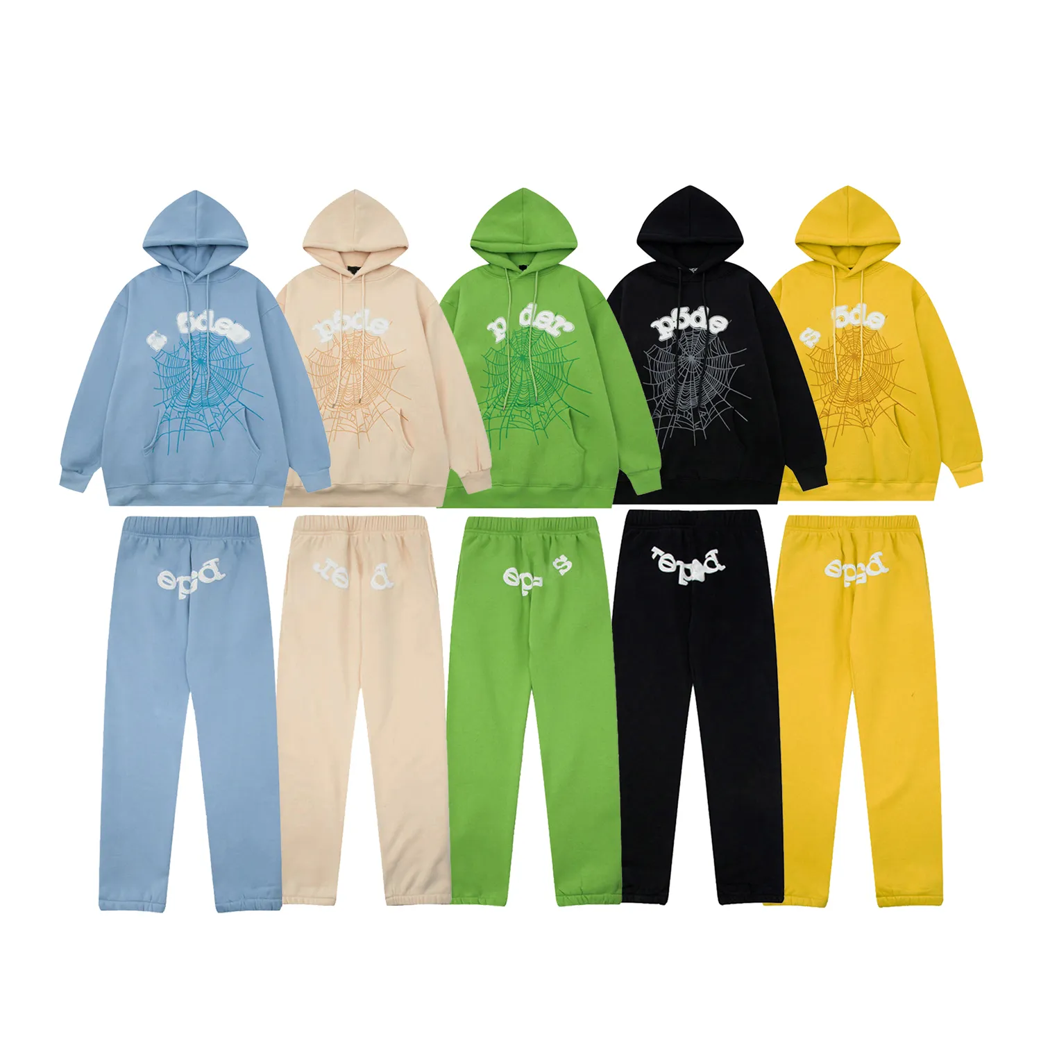 Designer Sweat à capuche Set Hiver Sweat à capuche pour hommes Sports de mode Spider Web Sweat à capuche pour hommes Pull en vrac 3D Hip Hop Sportswear 5 choix de couleurs