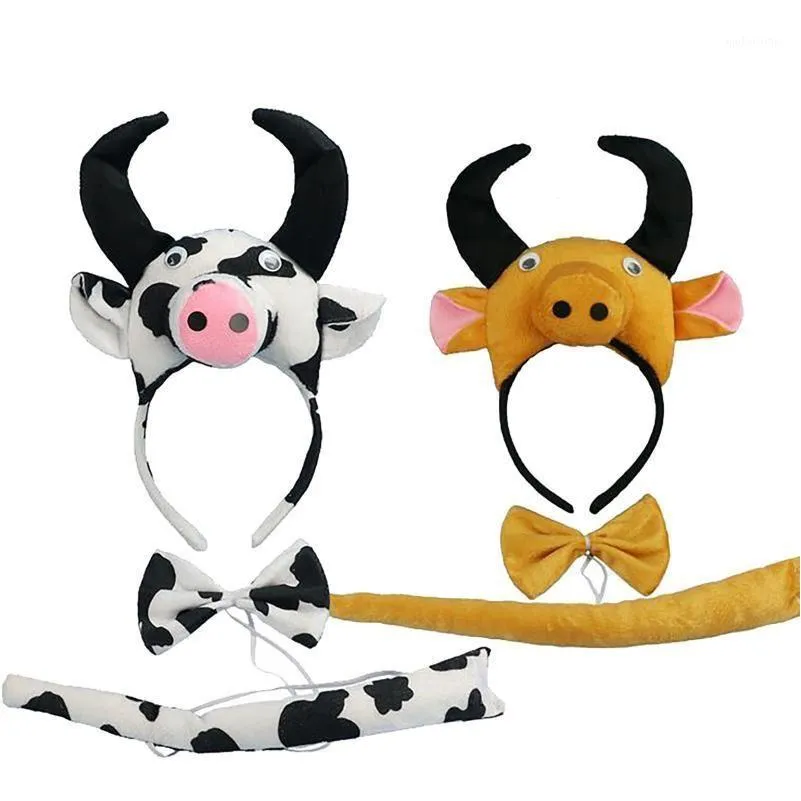 Hårtillbehör Hårtillbehör Barn Adts Cow Milk Horn Ear Headband Animal Cosplay Costume Band Birthday Parts Wedding Baby DH3ry