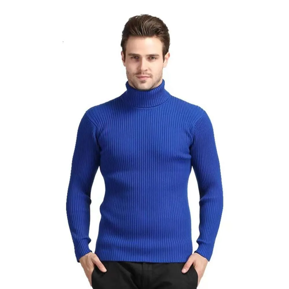 Designer trui heren winter trui met hoge hals Casual effen trui met verticaal patroon en onderlaag voor heren 226