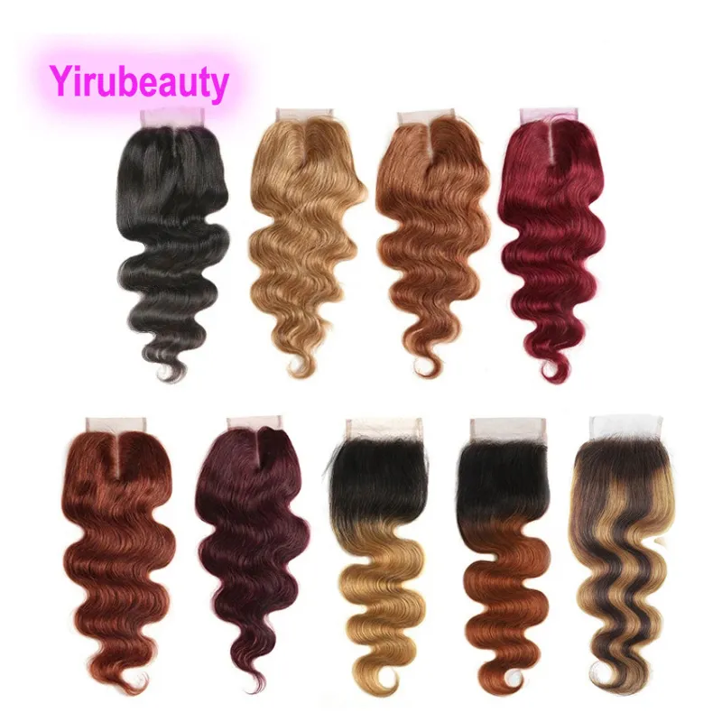 Yirubeauty 4X4 Lace Closure 99J 27# 33# P4/27 Piano Color Brazilian 100% Human Hair Body Wave 12-24inch