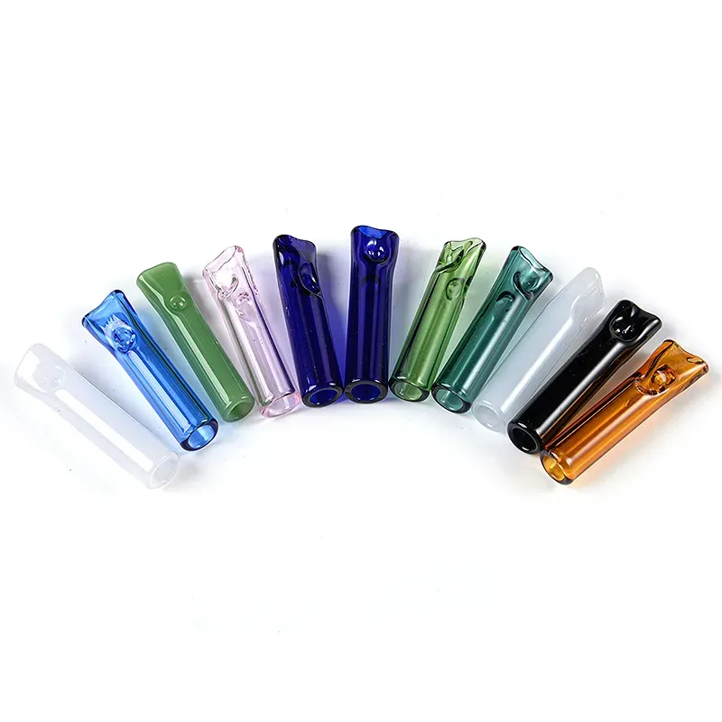 Heady Colorful Style Pyrex Glass Oil Burner Pipe Straight Tube Hand Pipes Mini Oil Dab Rigs Smoking Tobacco Pipes Accessories SW47 Nano Plating