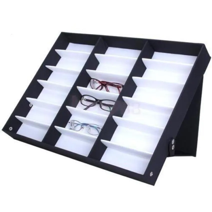 18 grilles lunettes stockage vitrine boîte lunettes lunettes de soleil affichage optique organisateur cadres Tray227V