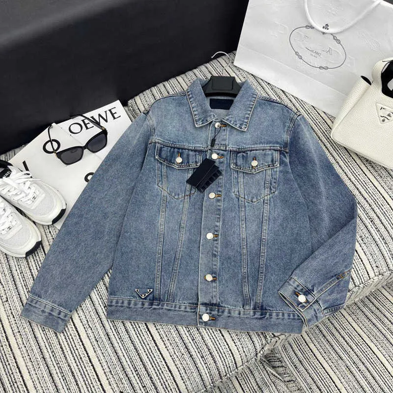 Jackets Men's Shenzhen Nanyou Years Early Autumn High end Women's Wear Denim Coat Classic Inverted Triangle Label Decoration Z9W3
