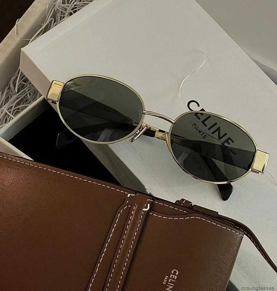 Designer Triomphe Sunglasses Triumphal Arch Sunglasses Fashionable Gold Fashion Versatile Sunglasses Ins Tiktok Glasses Ellipse Sunscreen Celinity 2024 C2