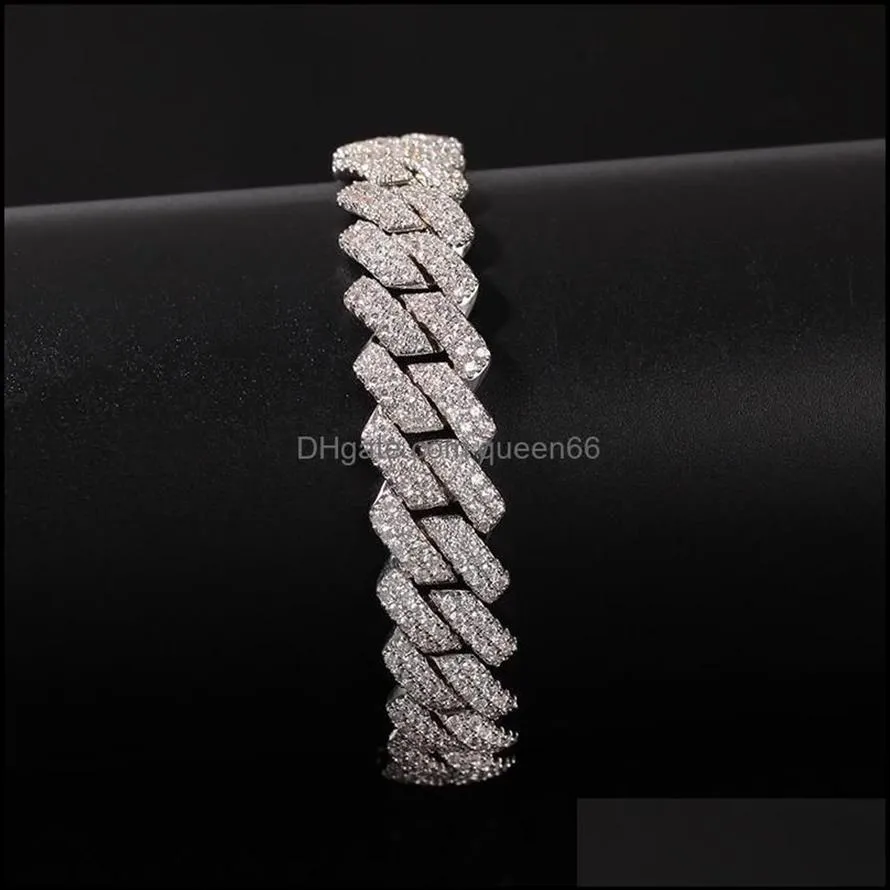 سلسلة الهيب هوب إضافة Zirconia bling مكعب Iced Out Gold Sier Open Lock Seamless Miami Miami Link Bracelet for Men Rapper Jewelery 364 225U