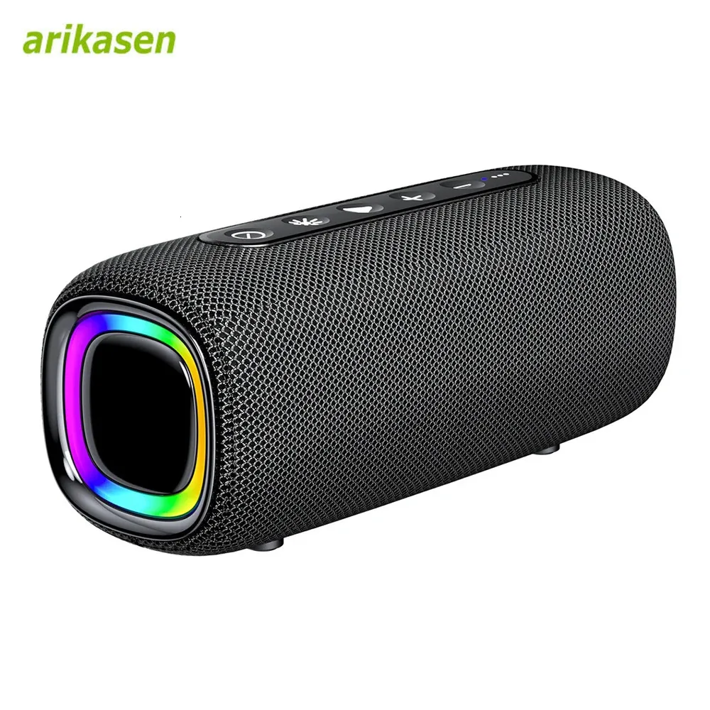 Cell Phone Speakers Bluetooth speaker with 20W stereo subwoofer IPX6 waterproof Bluetooth 5.3 TWS paired multi-color light TF card slot 231206