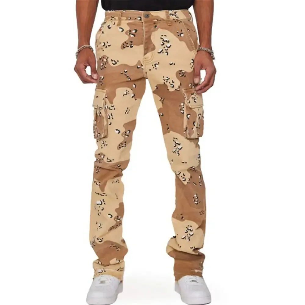 Men s Pants 2023 Camo Cargo Large Size 3XL Straight Trousers Camouflage Print Pockets Streetwear Bottoms 231206