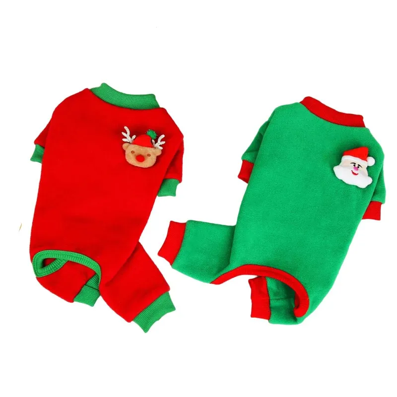 Dog Apparel Dog Apparel Christmas Dog Clothes Winter Pet Products Jumpsuit Rompers Xmas Dog Clothing Costume Apparel Yorkie Pomeranian Poodle Outfit 231206