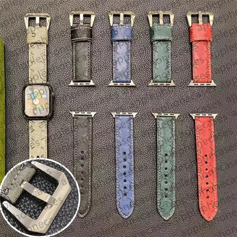 Do Apple Watch Passand Designer Series 8 9 4 5 6 7 Ultra Bands 49 mm 38 mm 44 mm 45 mm iWatch Pasek skórzany wytłaczanie Monogram Bransoletka AP Paspands Smart Pasps