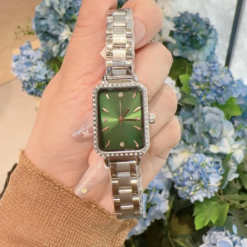 dress luxury lady watch Top brand Stainless Steel band womens Wristwatches rectangle dial diamond designer watches for women Mother`s Day Christmas birthday Gift