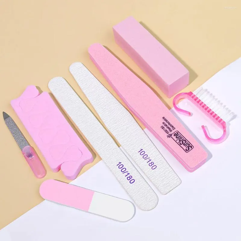 Nail Art Kits 8pcs/Set Professional Files Manicure Sets Brush Durable Buffing Grit Accessories Sanding File Gel Polish Tools