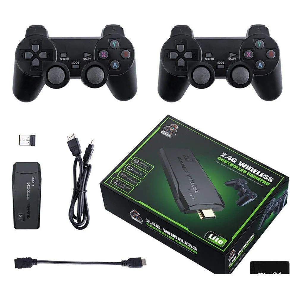 Host nostálgico 4K HD Portátil M8 Consoles Console de videogame com dois controladores sem fio 2.4G Jogos clássicos Double Gamess Player F Dhj46