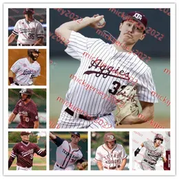 Texas A&M Aggies Baseball Jersey Custom Stitched Mens Youth Kalae Harrison  Hodge Chanden Scamardo Austin Stracener Rody Barker Brad Rudis Texas A&M Jerseys