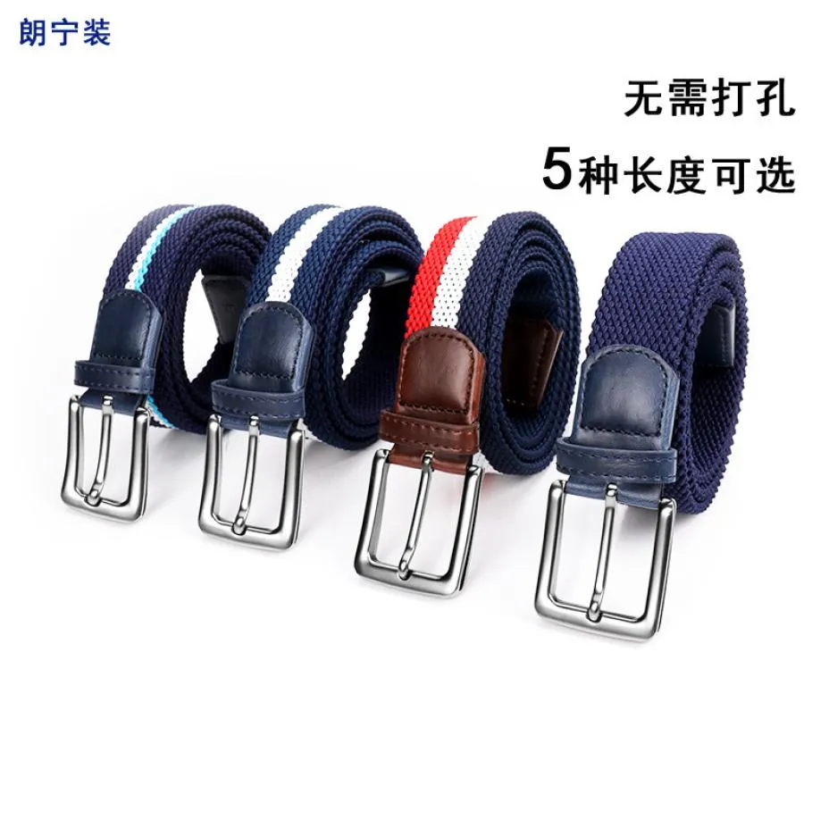 Double layer breathable casual canvas belt men039s golf business pin buckle elastic belt8379297
