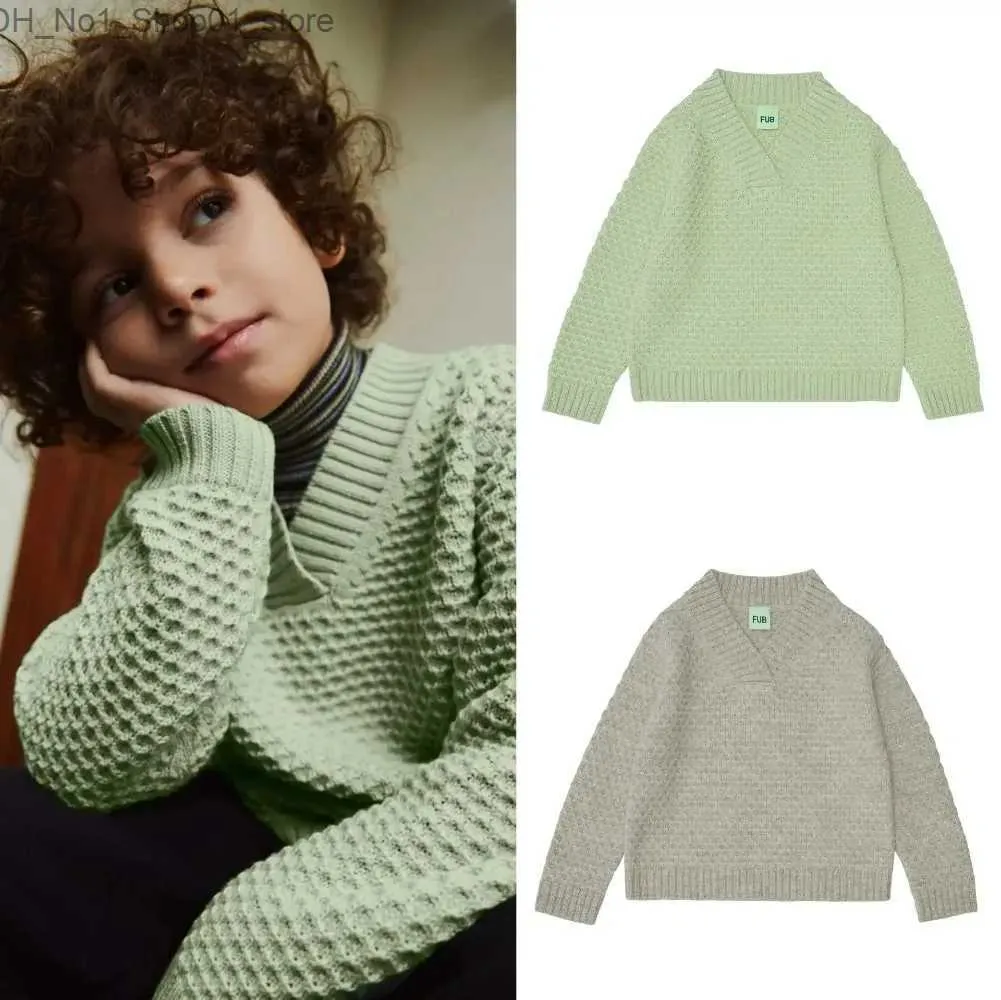 Sweter Kidigan Kids Jesień i zima 2023 NOWOŚĆ chłopców i dziewcząt FUB Knit Voll-Out Sweet Sweater Q231206