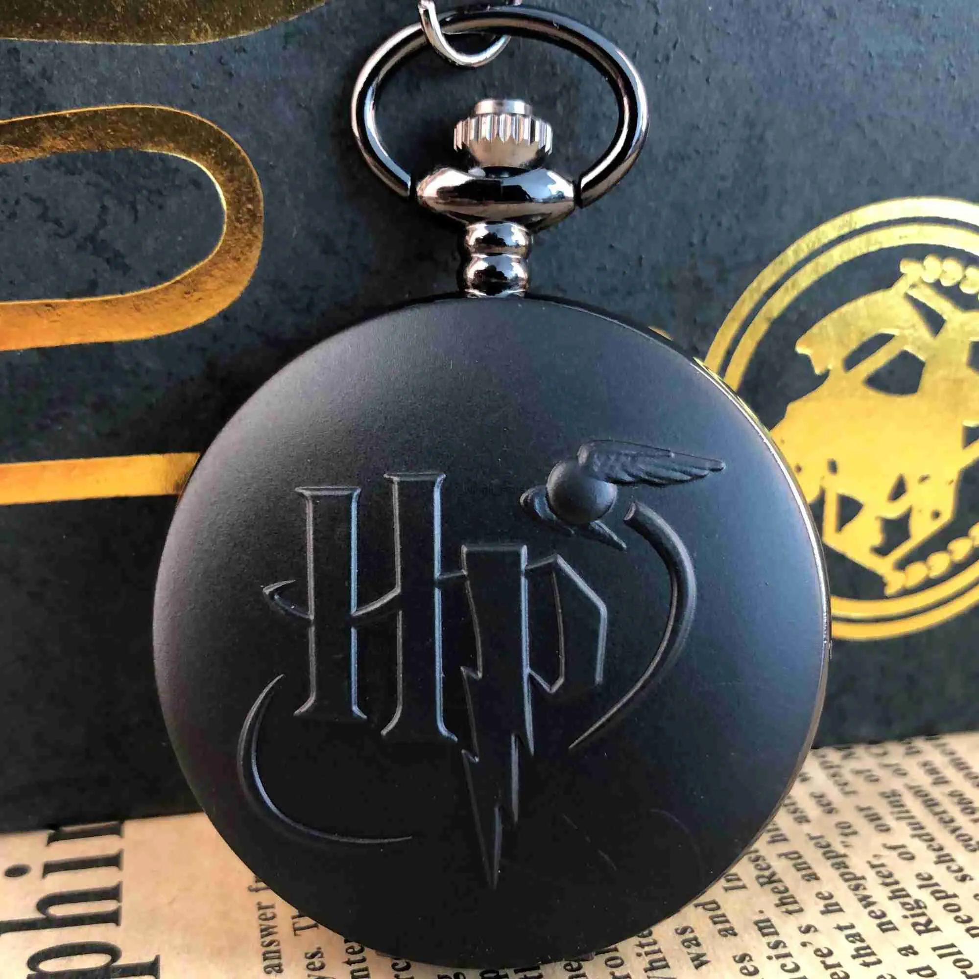 Montres De Poche Noir HP Lettrage Quartz Montre De Poche Cadran