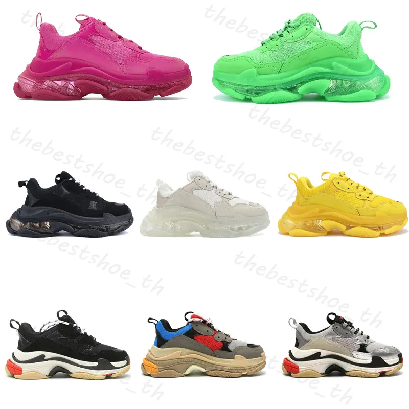 Designer-Turnschuhe Triple S Herren Damen Plateau-Turnschuhe Klare Sohle Schwarz Weiß Grau Rot Rosa Blau Royal Neongrün Tennis-Freizeitschuhe