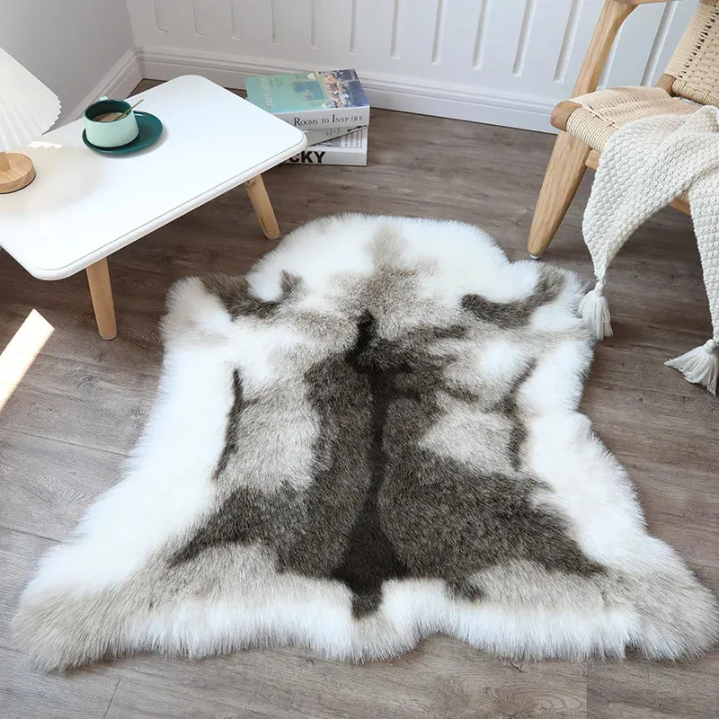 Carpet Animal Faux Reindeer Fur Carpet Rug Plush Chair Cushion Sofa Cover Imitation Reindeer Leather Christmas Gift 231205