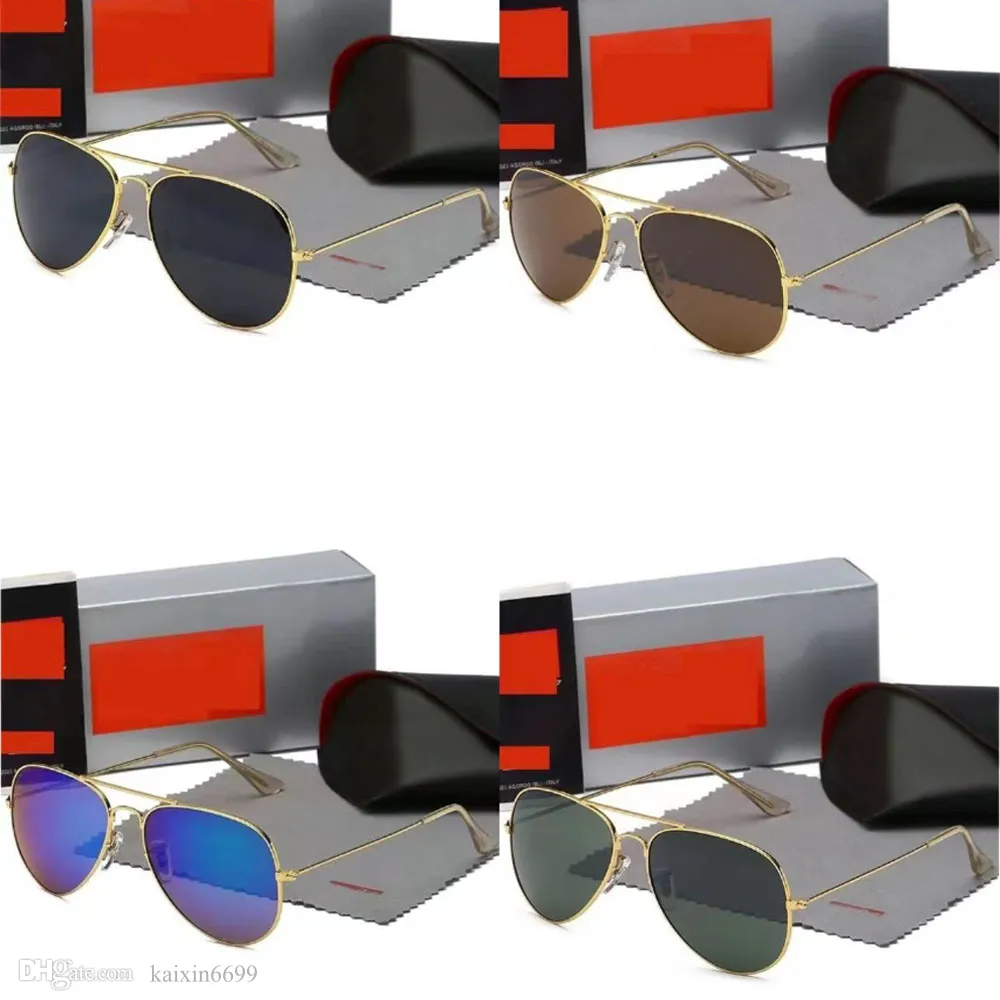 Hurtownia okularów przeciwsłonecznych Aviator Mężczyźni Designerskie okulary przeciwsłoneczne dla kobiet Uv400 Ochrona Ochrony Reail Glass Lens Gold Metal Rame Designers Projektanty okularów przeciwsłonecznych
