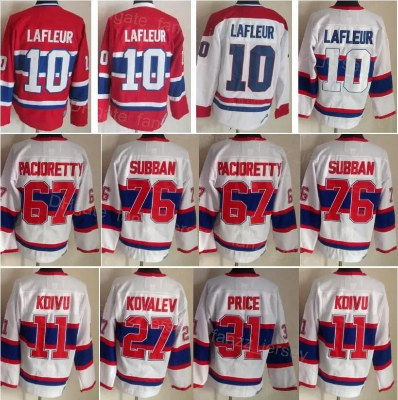 Men Vintage Ice Hockey Retro 11 Brendan Gallagher Jersey 27 Alex Kovalev 31 Carey Price 67 Max Pacioretty 76 PK Subban 10 Guy Lafleur Red White CCM Stitched JiaNaDaRen