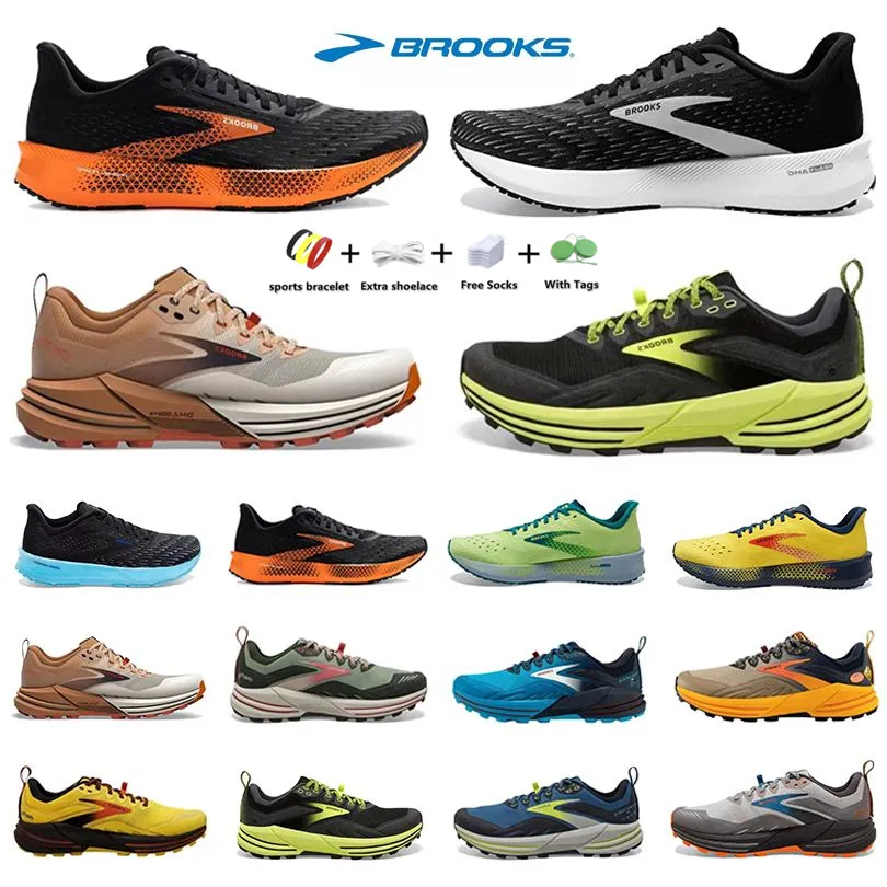 Brooks Cascadia 16 Mens Running Shoes Hyperion Tempo Triple Black Grey Yellow Orange Fashion Trainers Outdoor Men Casual Sports Sneakers Jogging Walking Shoe