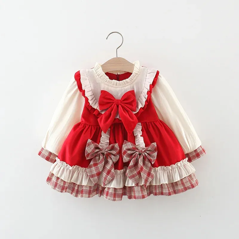 Robes de fille Automne Nouvelle Fille Bébé Robe De Mode Dentelle Lolita Fille Princesse Robe Printemps Manteau Robe Arc 2312306