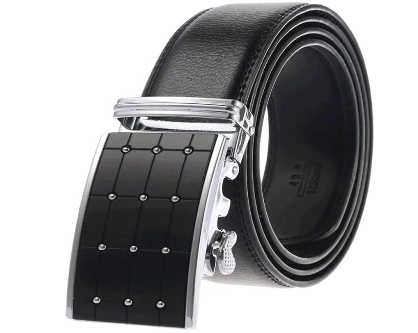 Men039S Beltautomatic Buckle Slide Ratchet Dubbelskikt Cowskin Belt för män klänning byxtröja äkta lädertrim till fit8413456