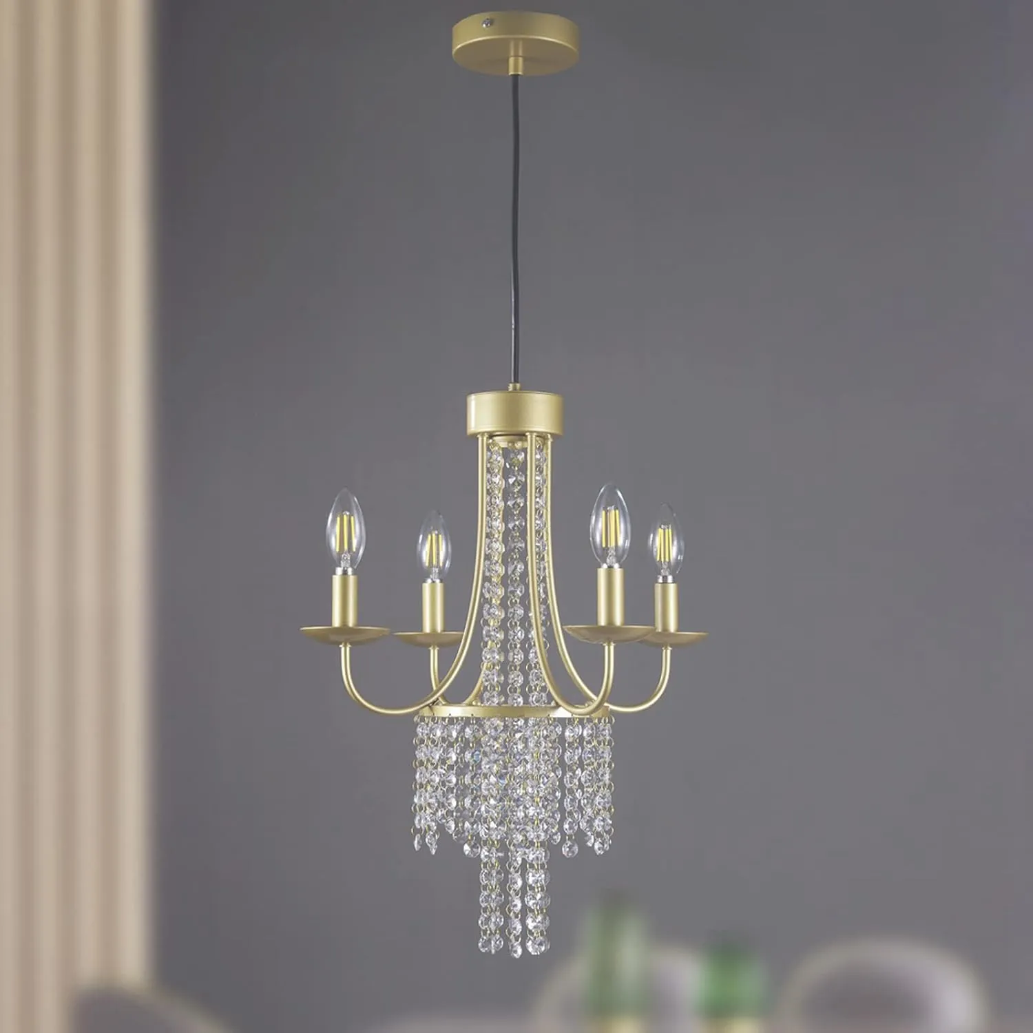 Nowoczesny żyrandol K9 Crystal Candle żyrandole oświetlenie 4 światła Wiselant Lampa Sufit Lampa do jadalni do salonu Wejście do sypialni Elegancka dekoracja