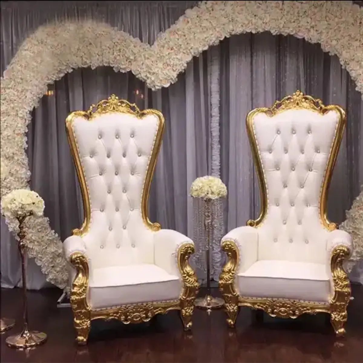 Hot Sale Chairs for Wedding Reception and Custom Wedding Throne Chairs for Bride and Groom