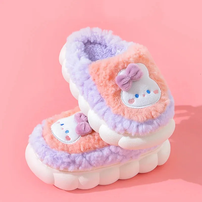 Pantofole Invernali Neonate Ragazzi Pantofole di cotone Per bambini Simpatico coniglio Pantofole di peluche Ragazzi Scarpe da casa per interni Pantofole per bambini pelose 231206